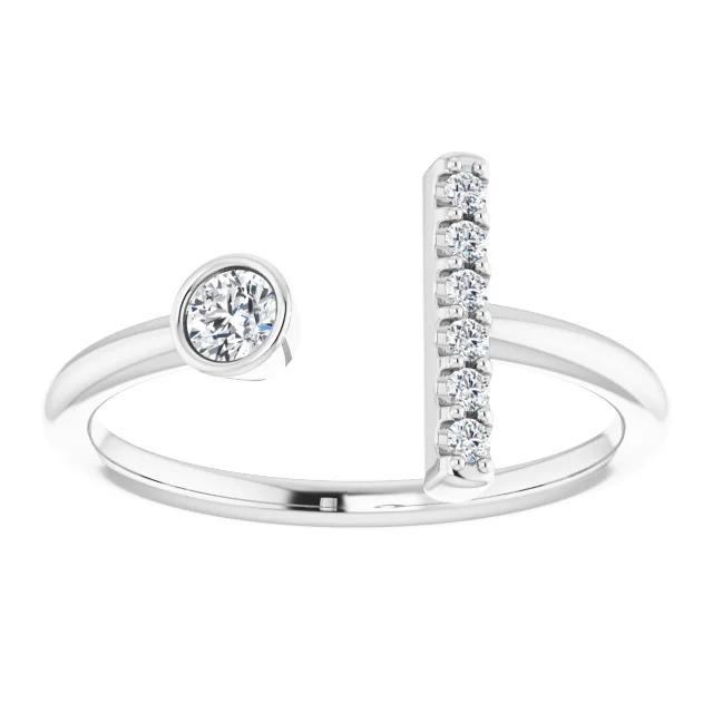 Round Natural Diamond Bar Style Ring 0.48 Carats