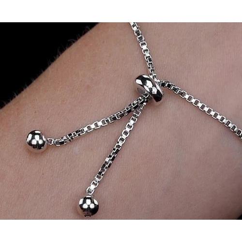 Round Natural Diamond Bracelet White Gold Jewelry 14K New