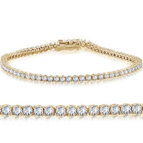 Round Natural Diamond Tennis Ladies Bracelet 4.50 Carats Yellow Gold 14K