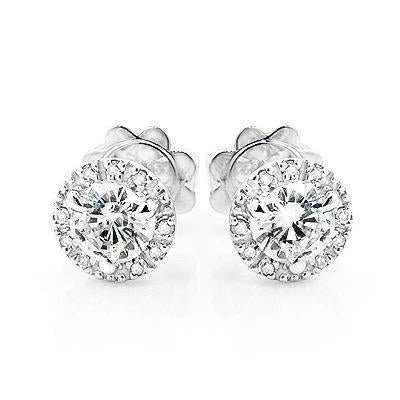 natural round diamond 2.10ct earring front view