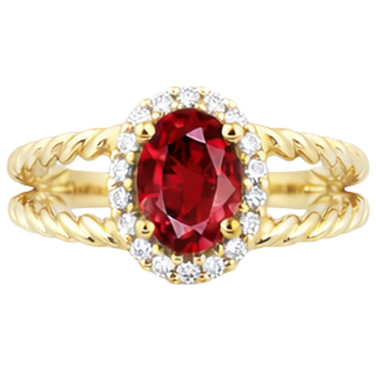 natural round ruby 1.25ct ring front view