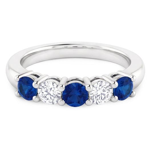 Round Natural Earth Mined Diamond Blue Sapphire Stone Ring 2 Carats White Gold 14K