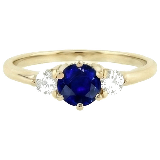 natural round sapphire 2ct ring side angle