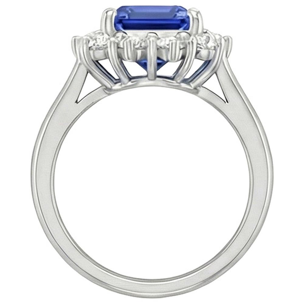 natural emerald sapphire 4.50ct ring on white background