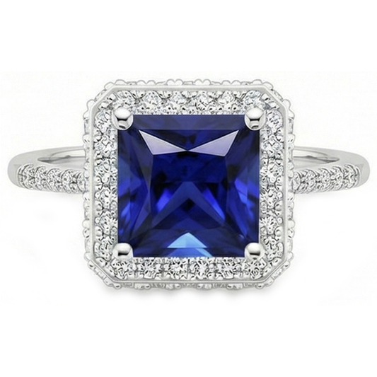 natural round sapphire 6ct ring close up detail