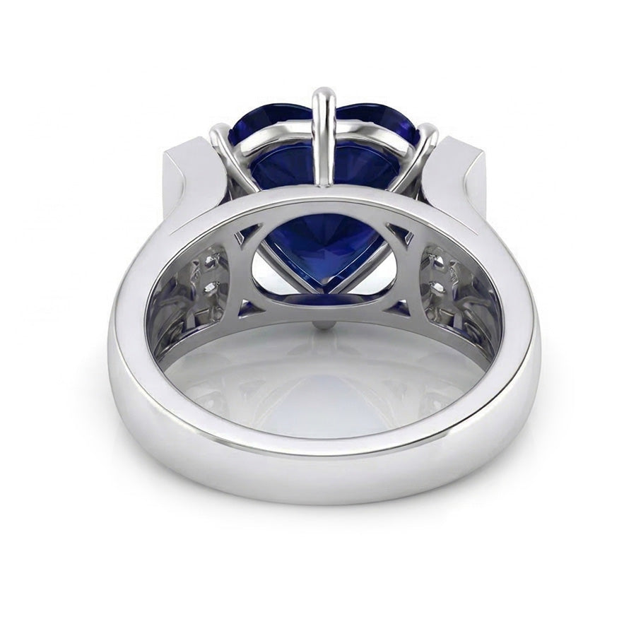 Round Natural Earth Mined Diamond Jewellery Sapphire Ring Bar Set Style 3.50 Carats