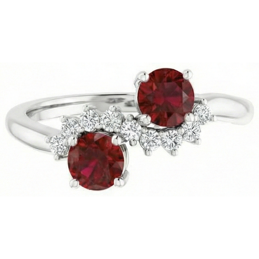 Round Natural Earth Mined Diamond Ruby Stone Ring 2.40 Carats White Gold 14K Jewellery