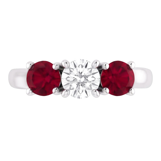 Round Natural Earth Mined Diamond Ruby Stone Ring 2.40 Carats White Gold 14K Jewellery