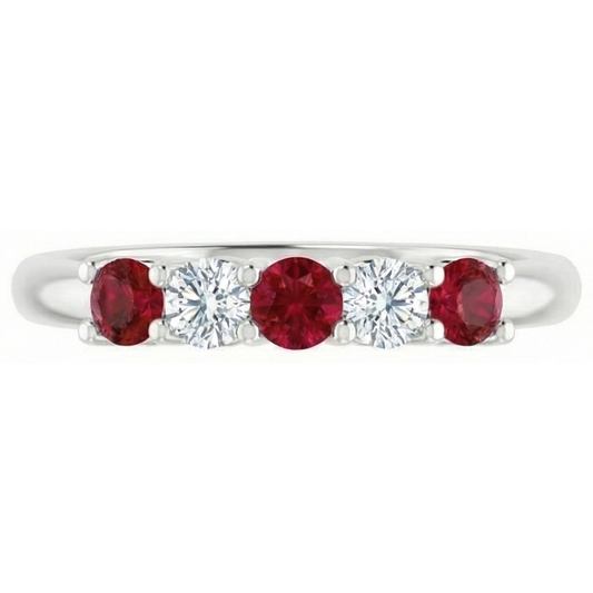 Round Natural Earth Mined Diamond Ruby Stone Ring 2 Carats White Gold 14K Jewellery