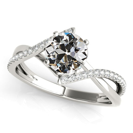 Round Natural Old Cut Diamond Ring Twisted Prong Split Shank 3.50 Carats