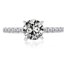 Round Old Cut Natural Diamond Solitaire Ring With Accents 4 Carats 14K Gold