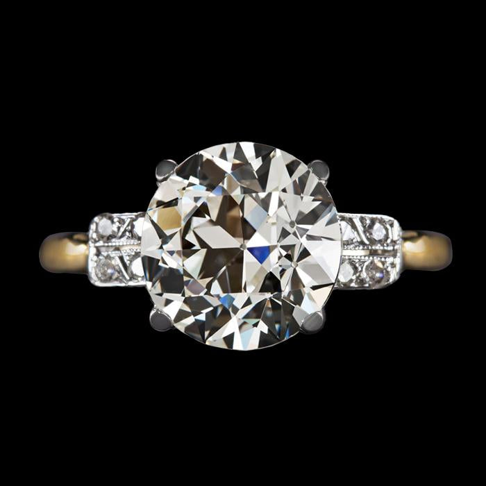 Round Old Cut Natural Diamond Wedding Ring 5 Carats Ladies Gold Jewelry