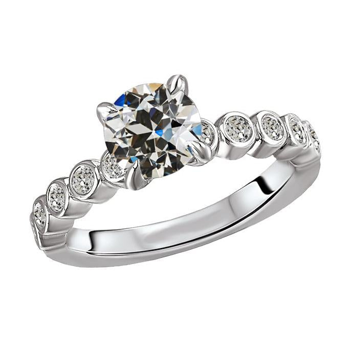 Round Old Cut Natural Earth Mined Diamond Anniversary Ring Prong Bezel Set 4.50 Carats
