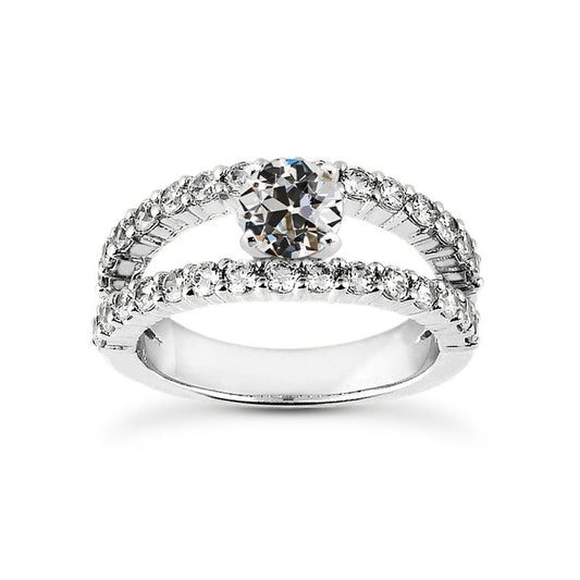 natural round diamond 3.50ct ring front view