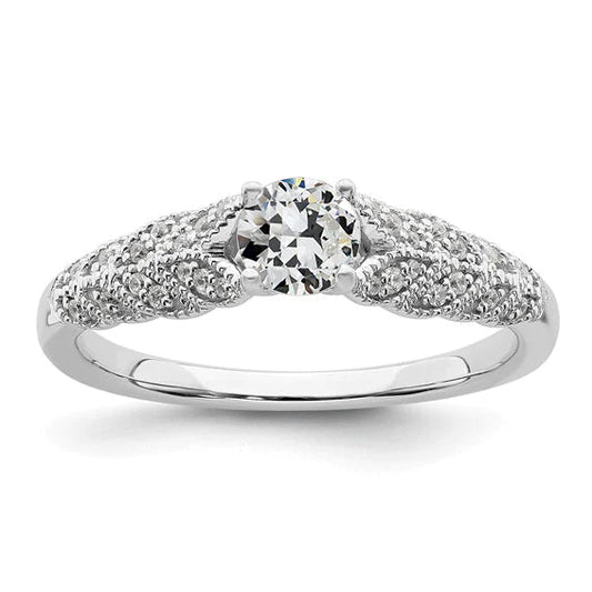 Round Old Cut Real Diamond Ring Milgrain Prong Set Jewelry 2.50 Carats