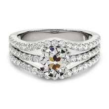Round Old Cut Natural Earth Mined Diamond Ring Prong Set Triple Row Accents 4.75 Carats