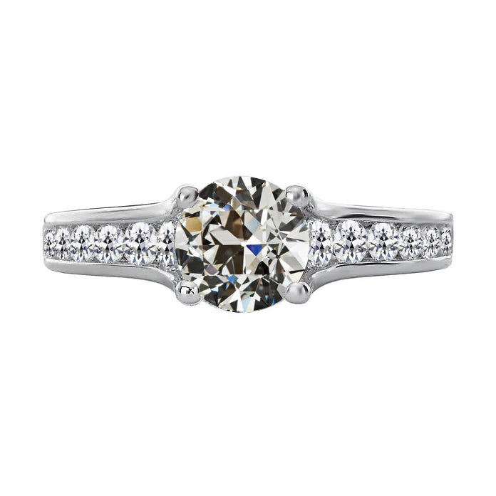 Round Old Cut Real Diamond Wedding Ring Gold Channel Set 4.50 Carats