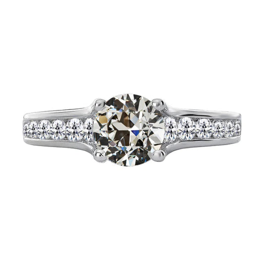 Round Old Cut Real Diamond Wedding Ring Gold Channel Set 4.50 Carats