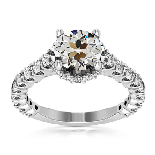 Round Old Cut Real Diamond Wedding Ring Gold Ladies Jewelry 8.50 Carats