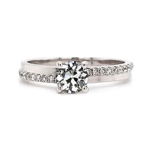 Round Old Mine Cut Genuine Diamond Ring Prong Set 2.25 Carats White Gold