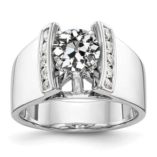 natural round diamond 3ct ring front view
