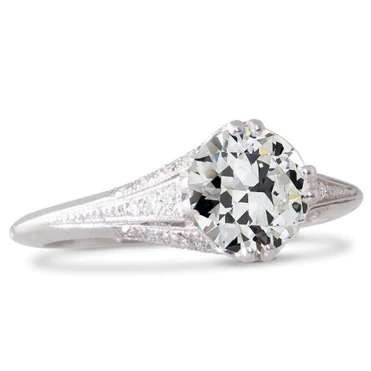 natural round diamond 3.50ct ring front view