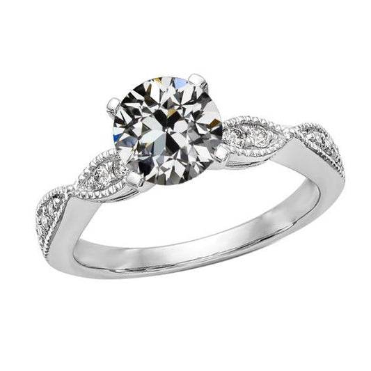 natural round diamond 3.25ct ring front view