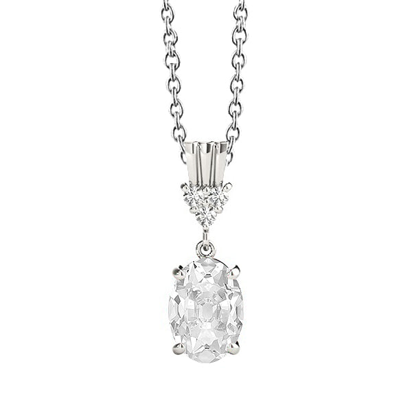 Round Old Miner 2.50 Carats Natural Diamond Pendant Prong Set White Gold 14K