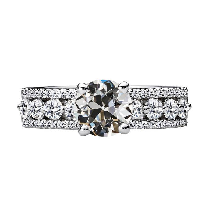 Round Old Miner Genuine Diamond Fancy Ring 4 Prong Set Gold 7.50 Carats