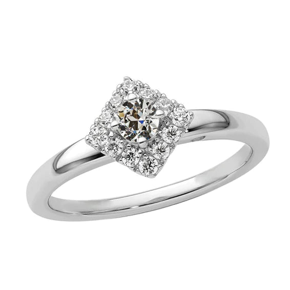Round Old Miner Genuine Diamond Halo Ring Prong Kite Style 2 Carats Jewelry