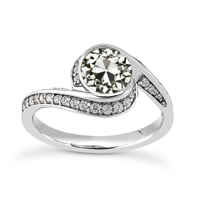 Round Old Miner Genuine Natural Earth Mined Diamond Halo Ring Twisted Shank Gold 4.50 Carats