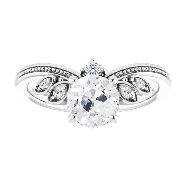 Round Old Miner Genuine Diamond Ring Enhancer Prong Beaded Style 2.75 Carats