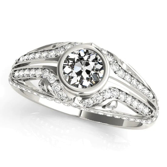 Round Old Miner Genuine Diamond Ring Vintage Style Bezel Set 3.50 Carats