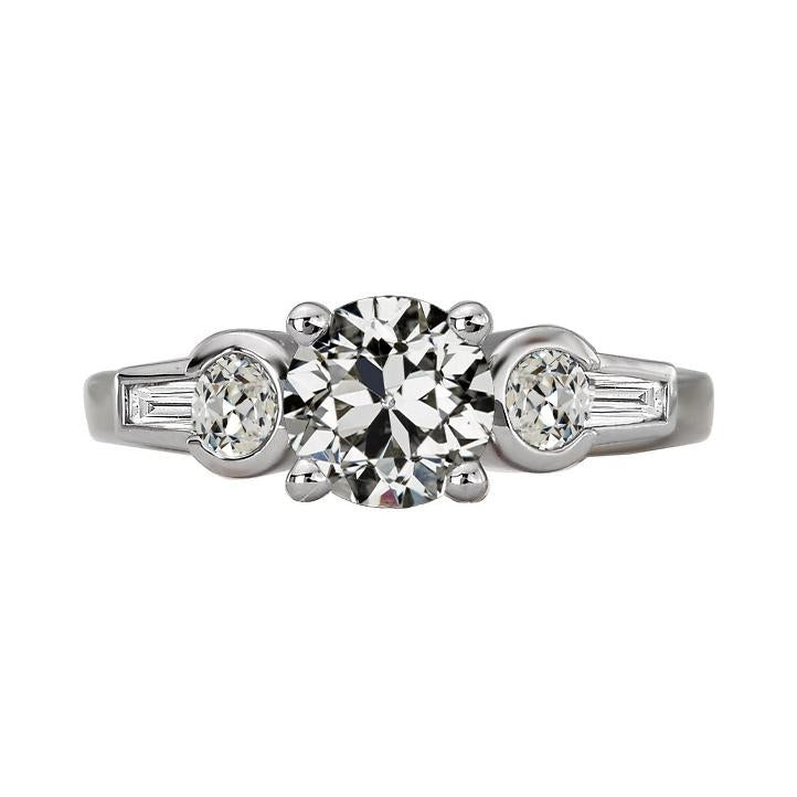 Round Old Miner Natural Earth Mined Diamond Ring Prong Half Bezel Set 5 Carats