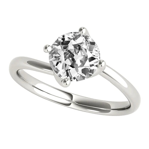 natural round diamond 2ct ring front view