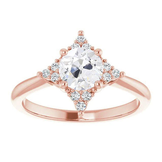 Round Old Miner Real Diamond Engagement Ring Kite Style Jewelry 3 Carats