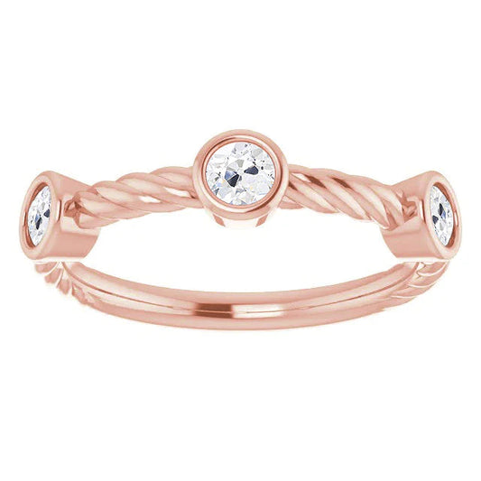 Round Old Miner Real Diamond Half Eternity Band Bezel Rope Style 3 Carats