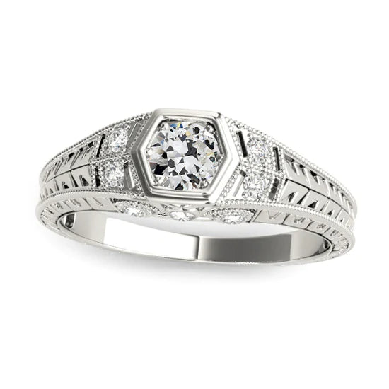 Round Old Miner Real Diamond Ring Butterfly Antique Style 2.75 Carats