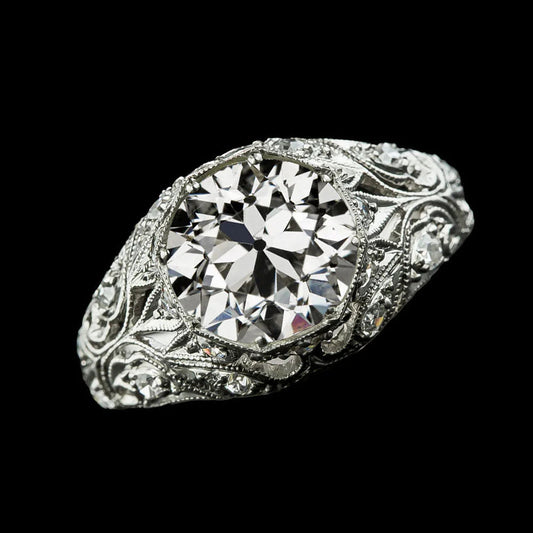 natural round diamond 3.50ct ring front view