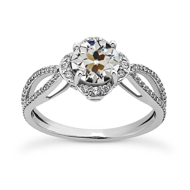 Round Old Miner Natural Earth Mined Diamond Ring Pave Set Split Shank 4.50 Carats