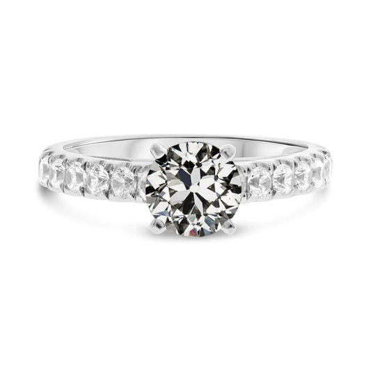 natural round diamond 3.50ct ring front view