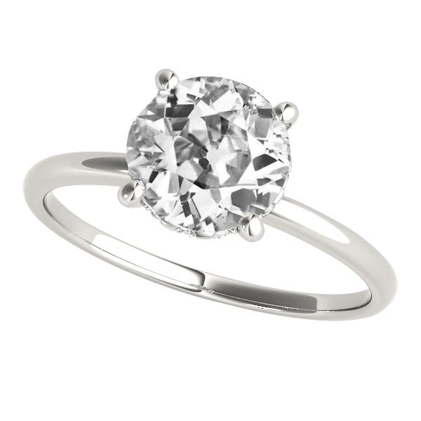 Round Old Miner Real Diamond Solitaire Wedding Ring 4 Prong Set 3 Carats
