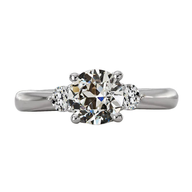 Round Old Miner Real Diamond Three Stone Engagement Ring 3.50 Carats
