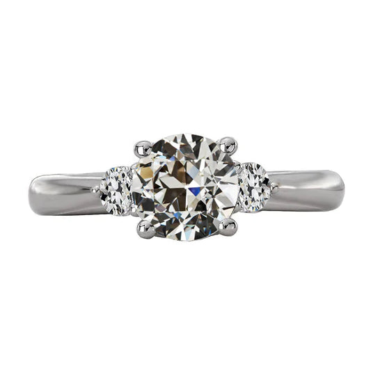 Round Old Miner Real Diamond Three Stone Engagement Ring 3.50 Carats