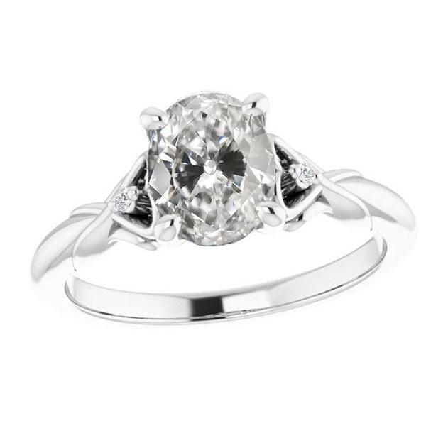 Round & Oval Old Cut Genuine Diamond 3 Stone Ring 14K Gold 3.50 Carats