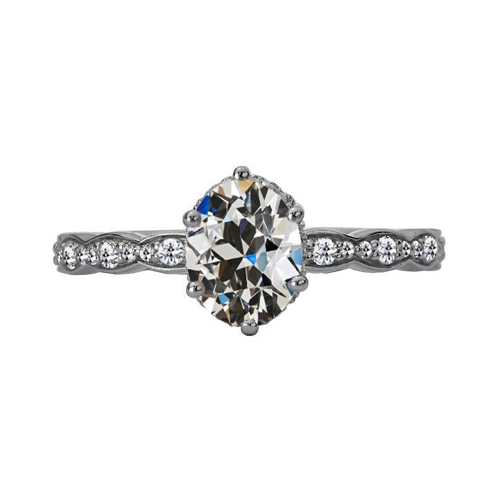Round & Oval Old European Natural Earth Mined Diamond Ring Prong Set 5 Carats