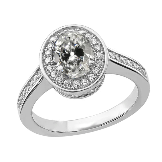 Round & Oval Old Mine Cut Halo Natural Diamond Ring With Accents Jewelry 3.50 Carats Gold