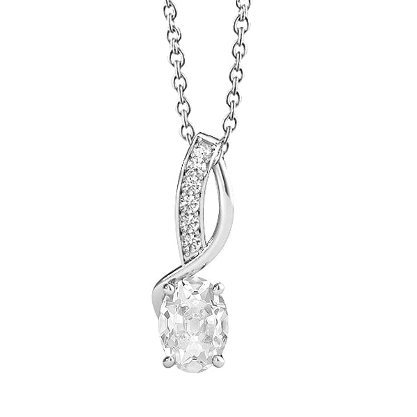 Round & Oval Old Miner 2.50 Carats Real Diamond Pendant Twisted Shank Gold