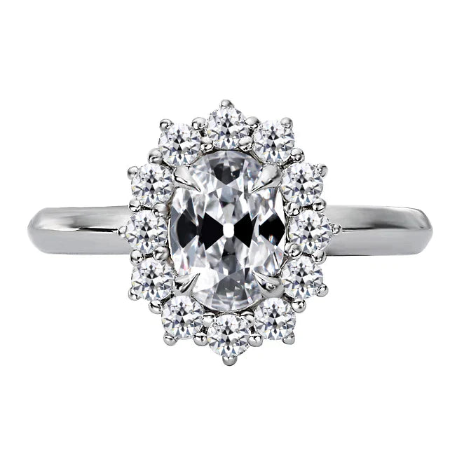 Round & Oval Old Miner Real Diamond Halo Ring Flower Style 4.50 Carats
