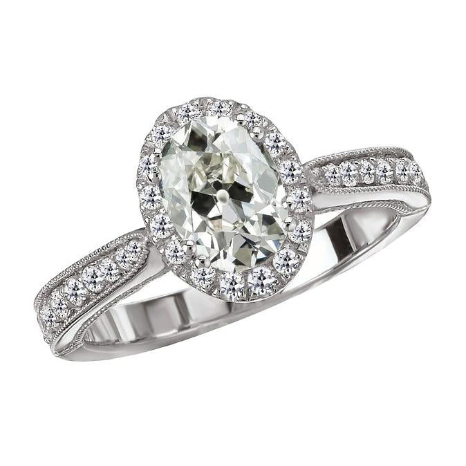 Round & Oval Old Miner Real Natural Earth Mined Diamond Halo Ring Milgrain 6.50 Carats